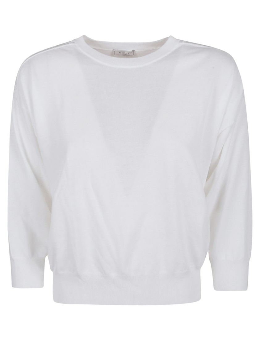 Shop Peserico Pure Cotton Crepe Yarn Sweater In White