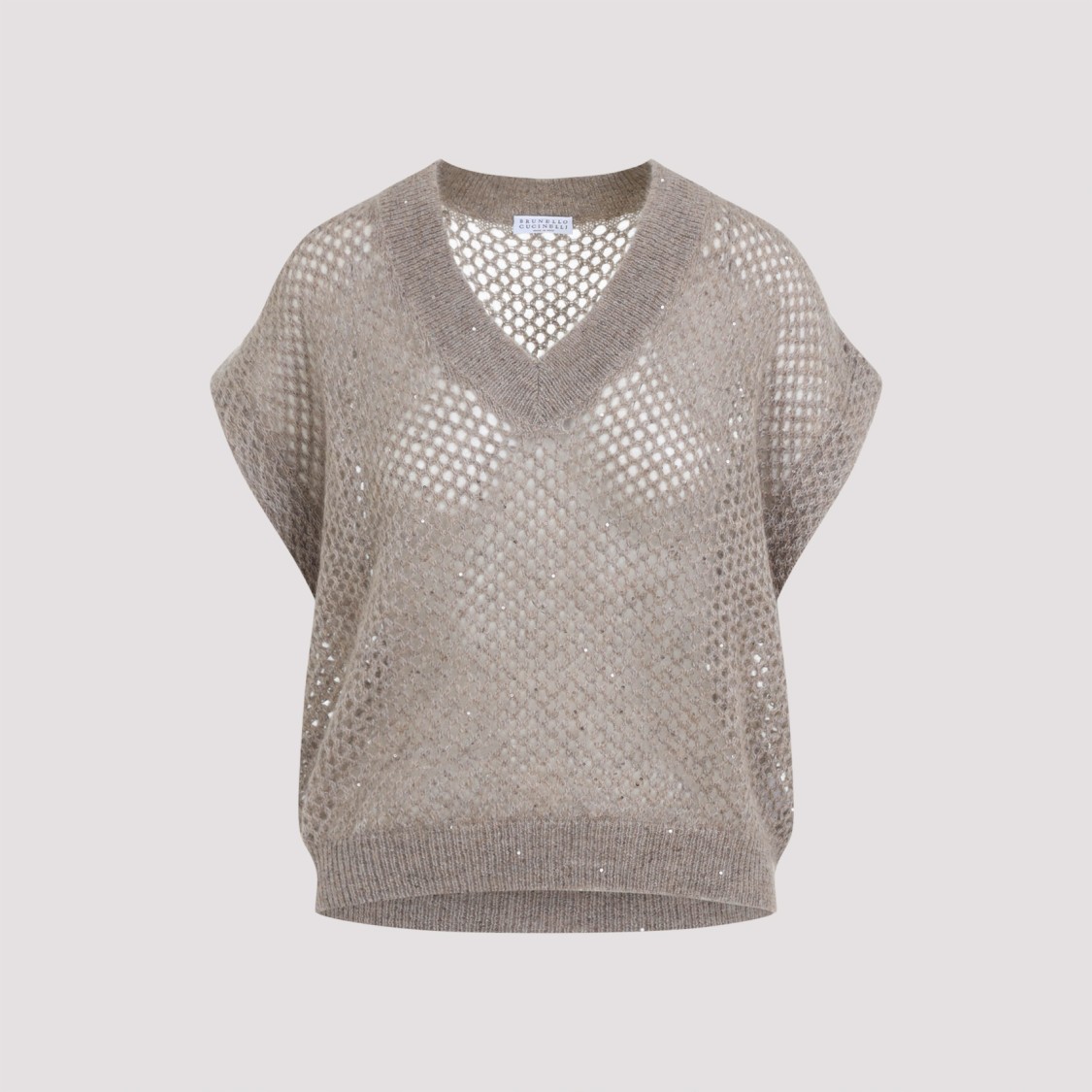 Shop Brunello Cucinelli Hot Brown Mohair Diamond Knit Vest