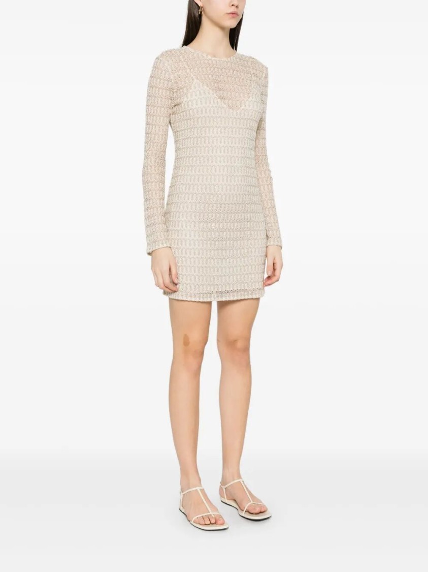 Missoni Short Dress With Long Sleeves And Unique Construction In Neutral