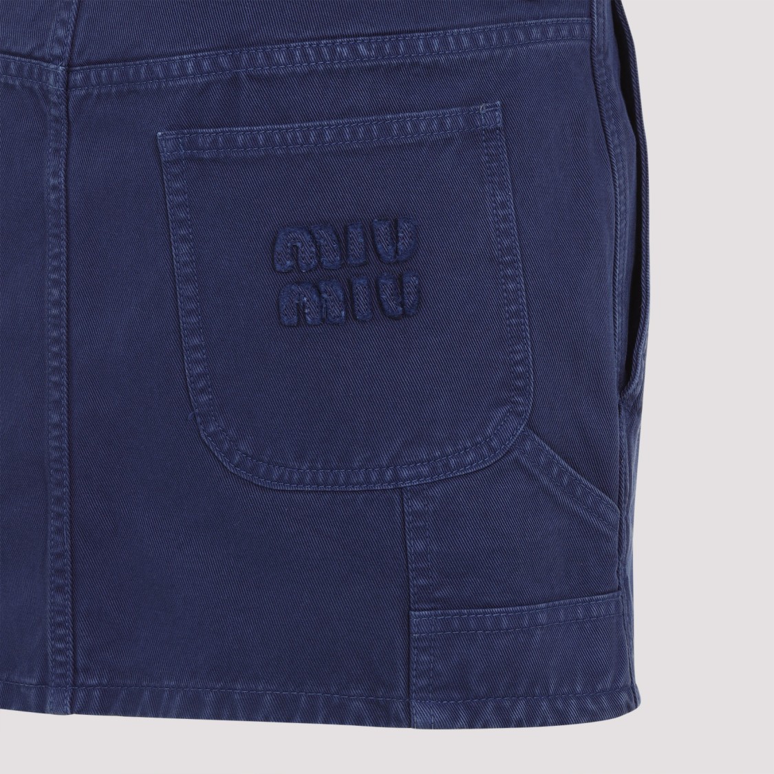 Miu Miu Embroidered Logo Mini Skirt In Blue
