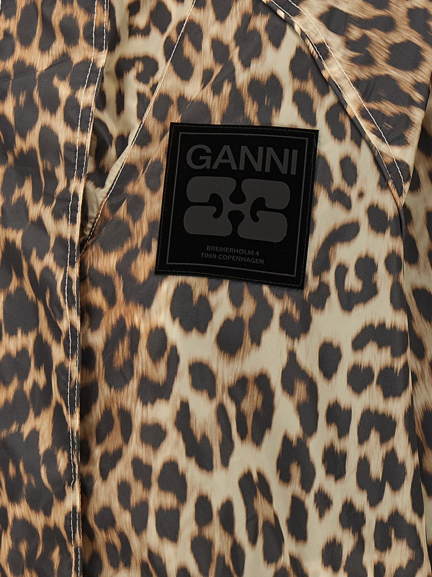 Ganni Leopard Raincoat Jacket In Animal Print