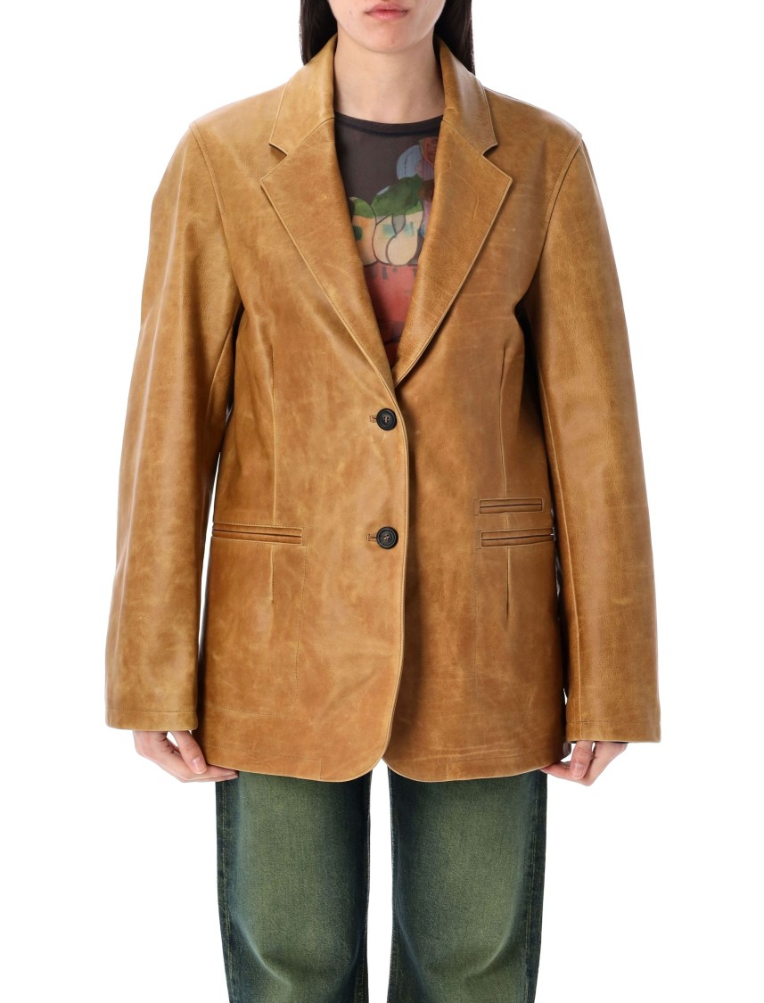 Shop Our Legacy Brown Leather Blazer With Tailored Silhouette
