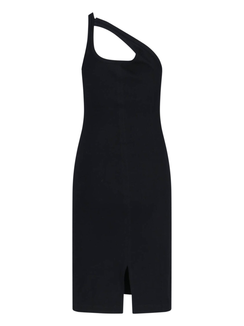 Mm6 Maison Margiela Black Dress With Crossed Straps On The Shoulder In Black