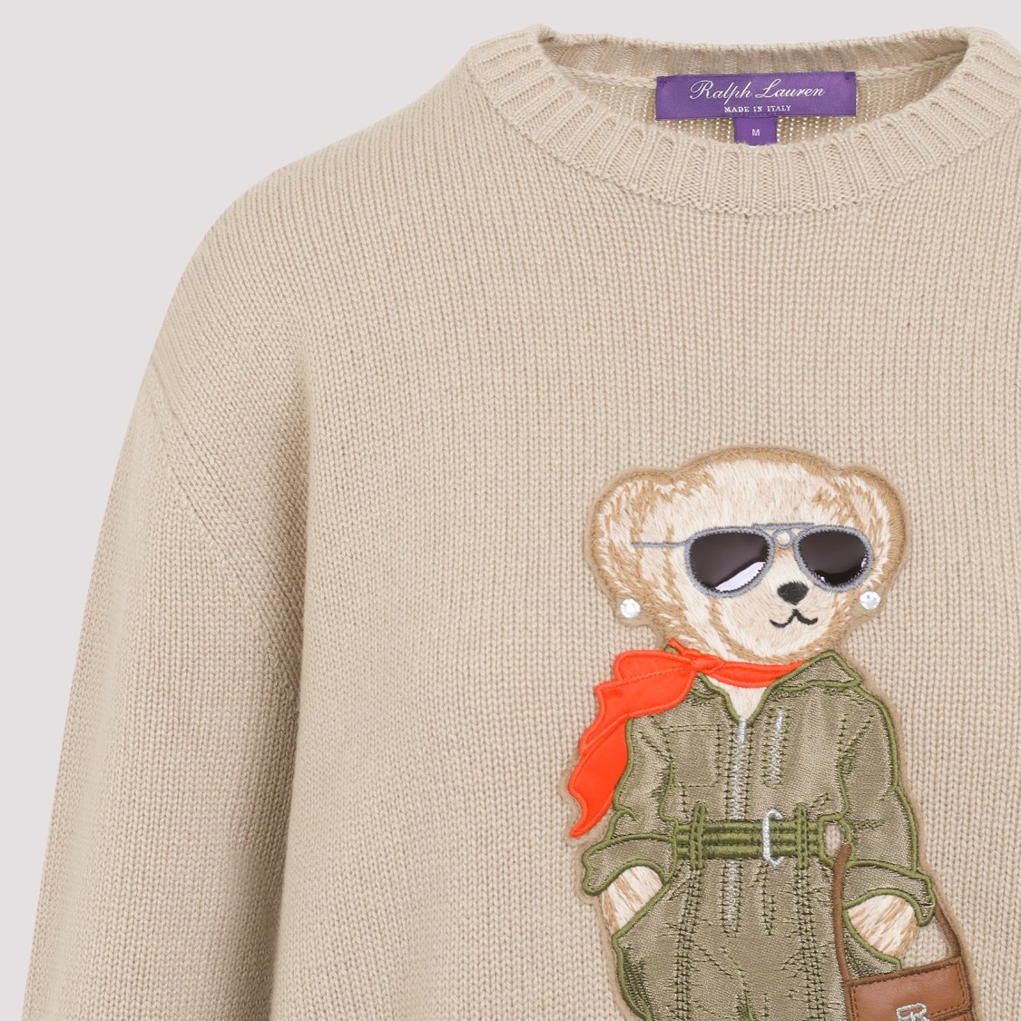 Polo Ralph Lauren Aviator Polo Bear Cashmere Sweater In Neutrals