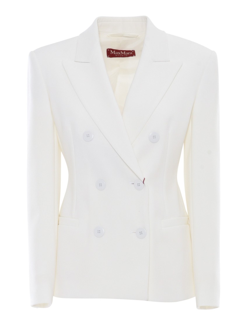 Max Mara Tailored Double-breasted Jacket With Sharp Lapels In White