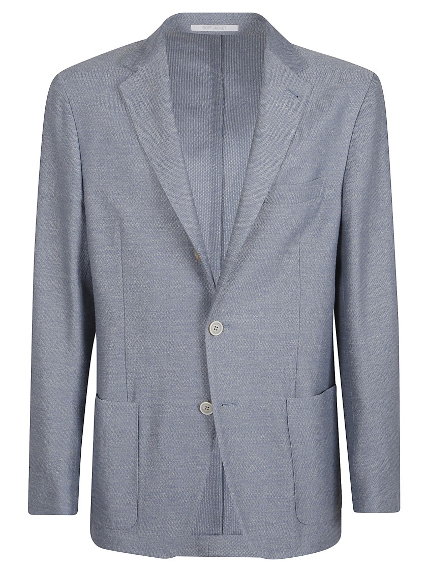 Eleventy Tailored Blue Cotton Jacket With Notch Lapel In Grey