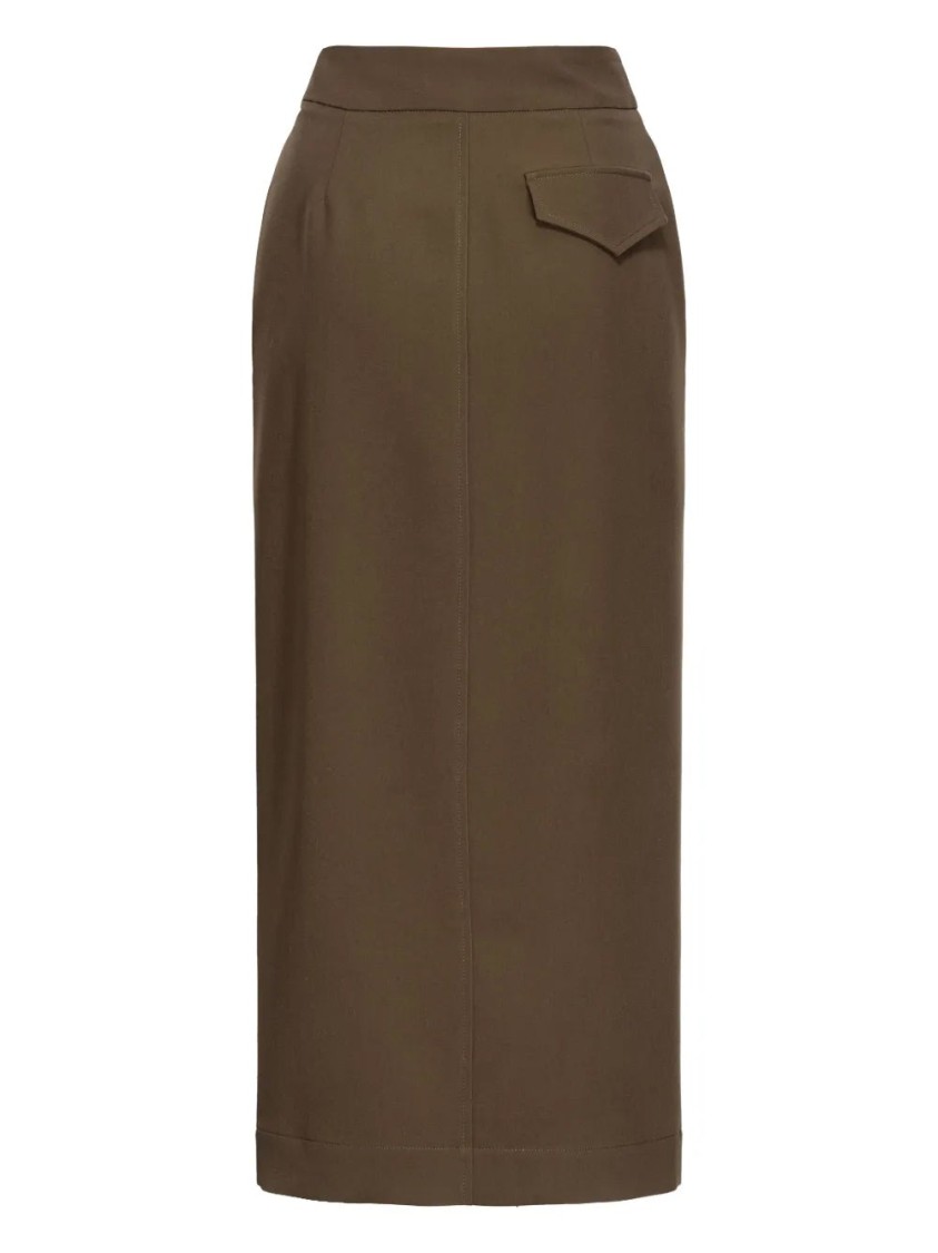 Pinko Longuette Skirt High-waisted Front Split In Green