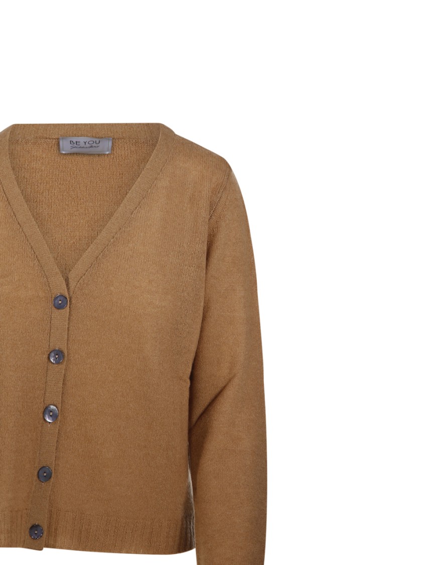 Be You Classic V-neck Cashmere Cardigan In Brown