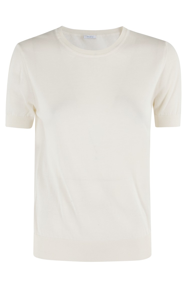 Malo Panna Round Neck T-shirt With Ribbed Trims