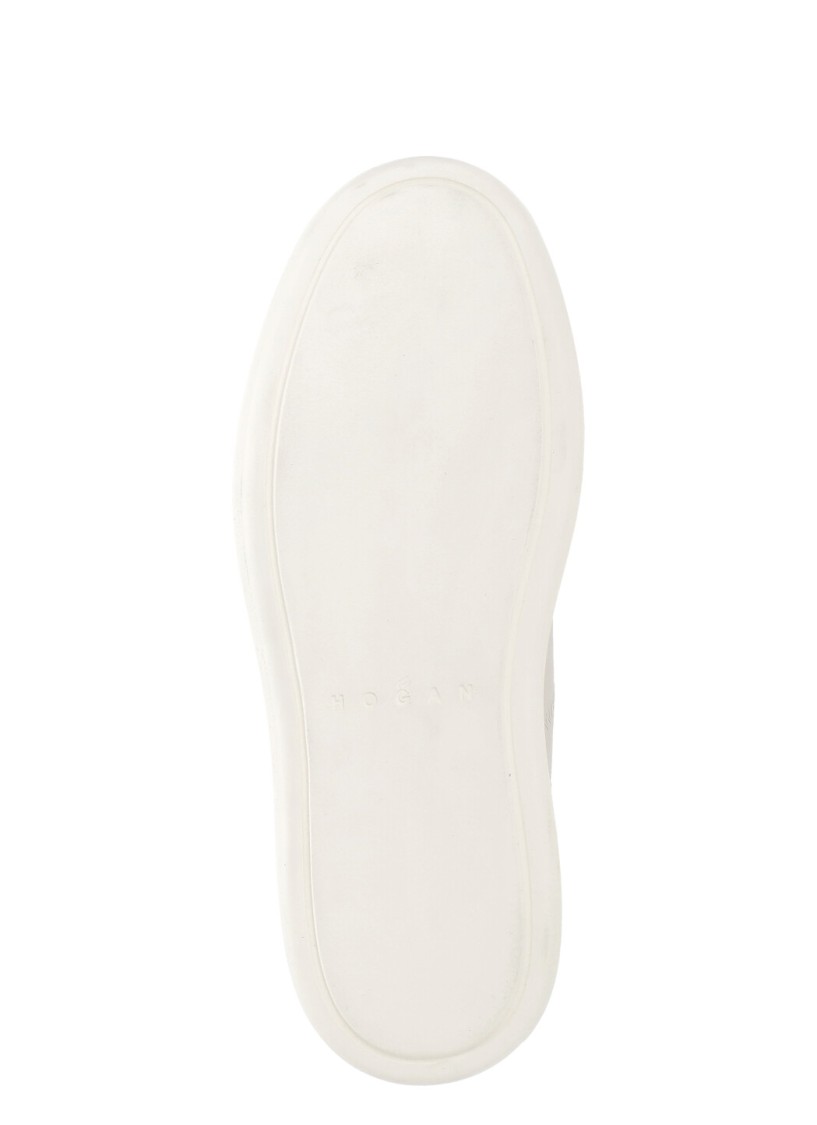 Hogan Calfskin Sneakers With Panel Design And Embossed Tongue In Neutrals