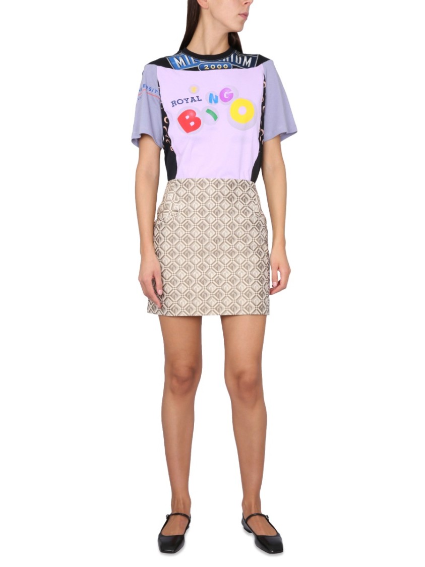 Marine Serre Moon Diamant Jacquard Miniskirt In Neutrals
