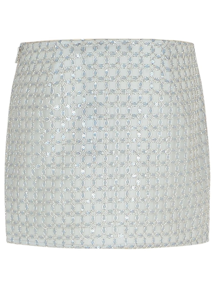 Rotate Birger Christensen Rotate Beaded' Beige Polyester Miniskirt In Neutrals