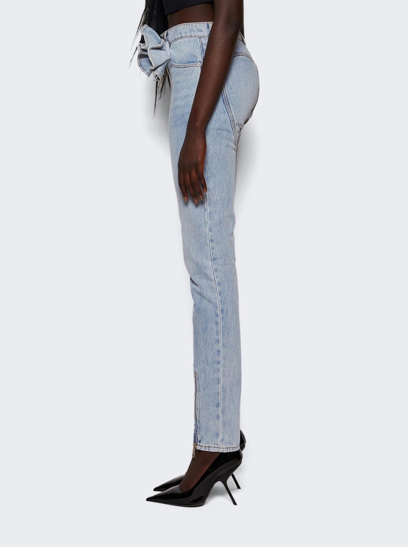 AREA AREA FLOWER CORSAGE ANKLE ZIP JEAN SUPER LIGHT WASH