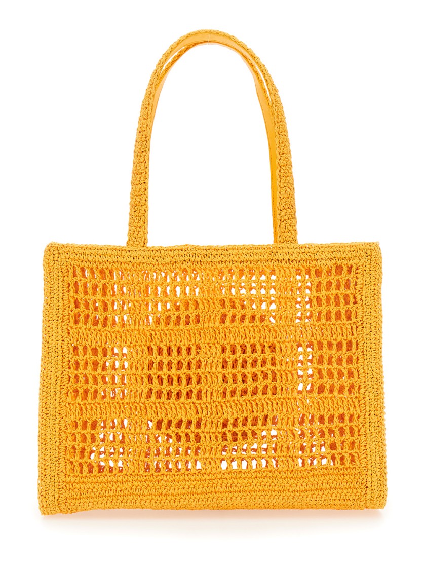 Shop Tory Burch Ella' Orange Shopper With Woven Design