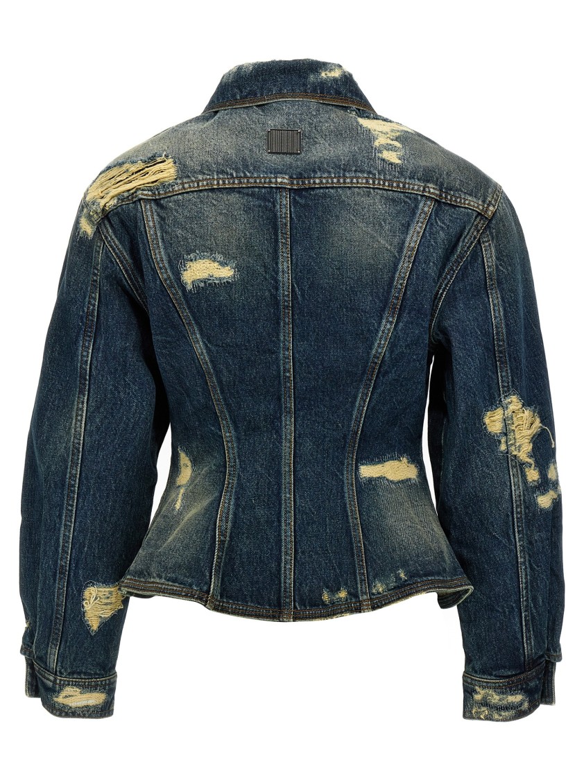 Marc Jacobs Distressed Denim Jacket In Blue