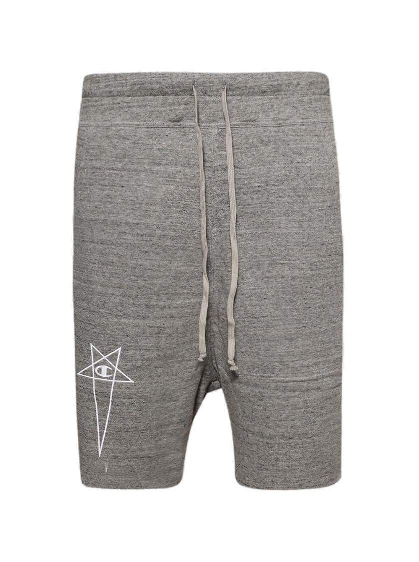 Rick Owens Knitted Beveled Pods Shorts In Grey Melange In Gold