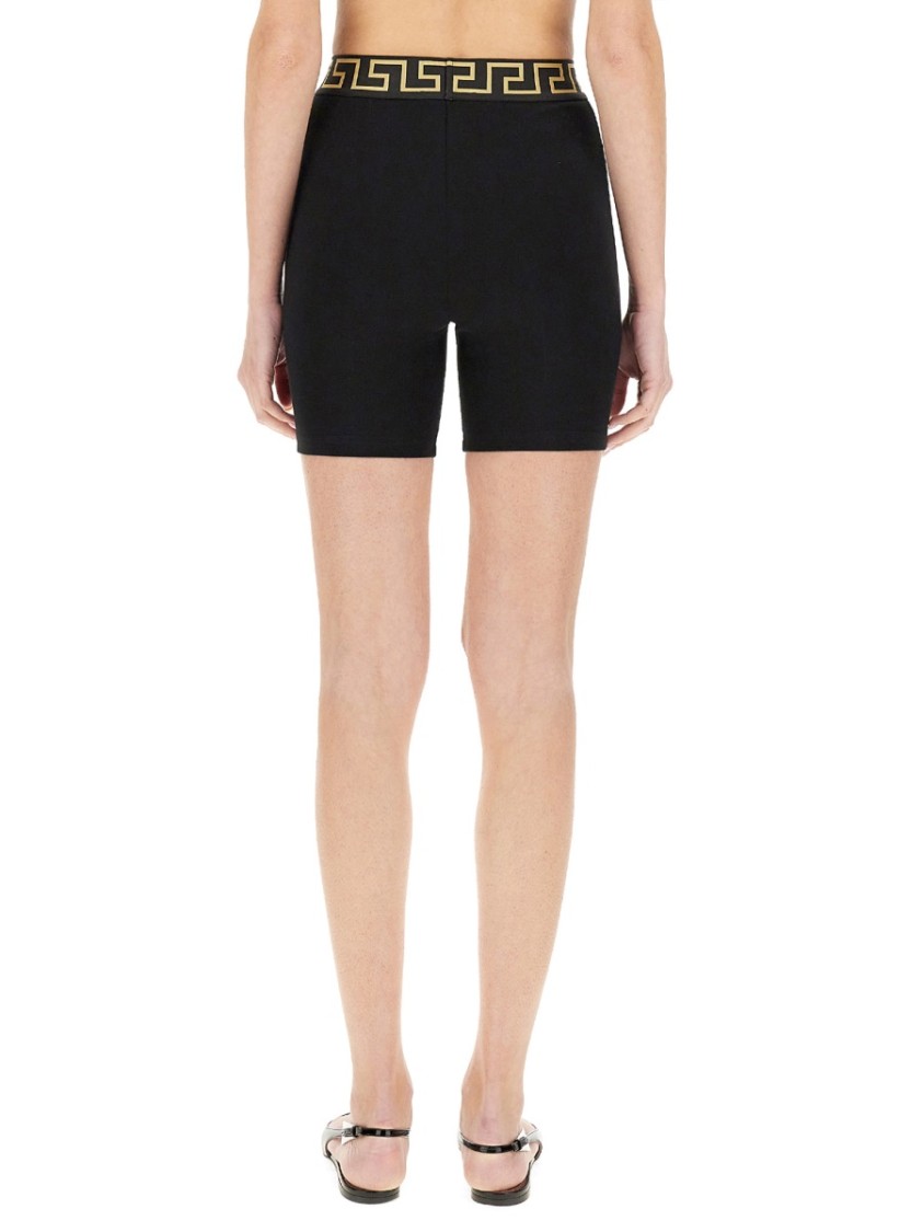 Versace Bermuda Shorts With Greek Border In Black