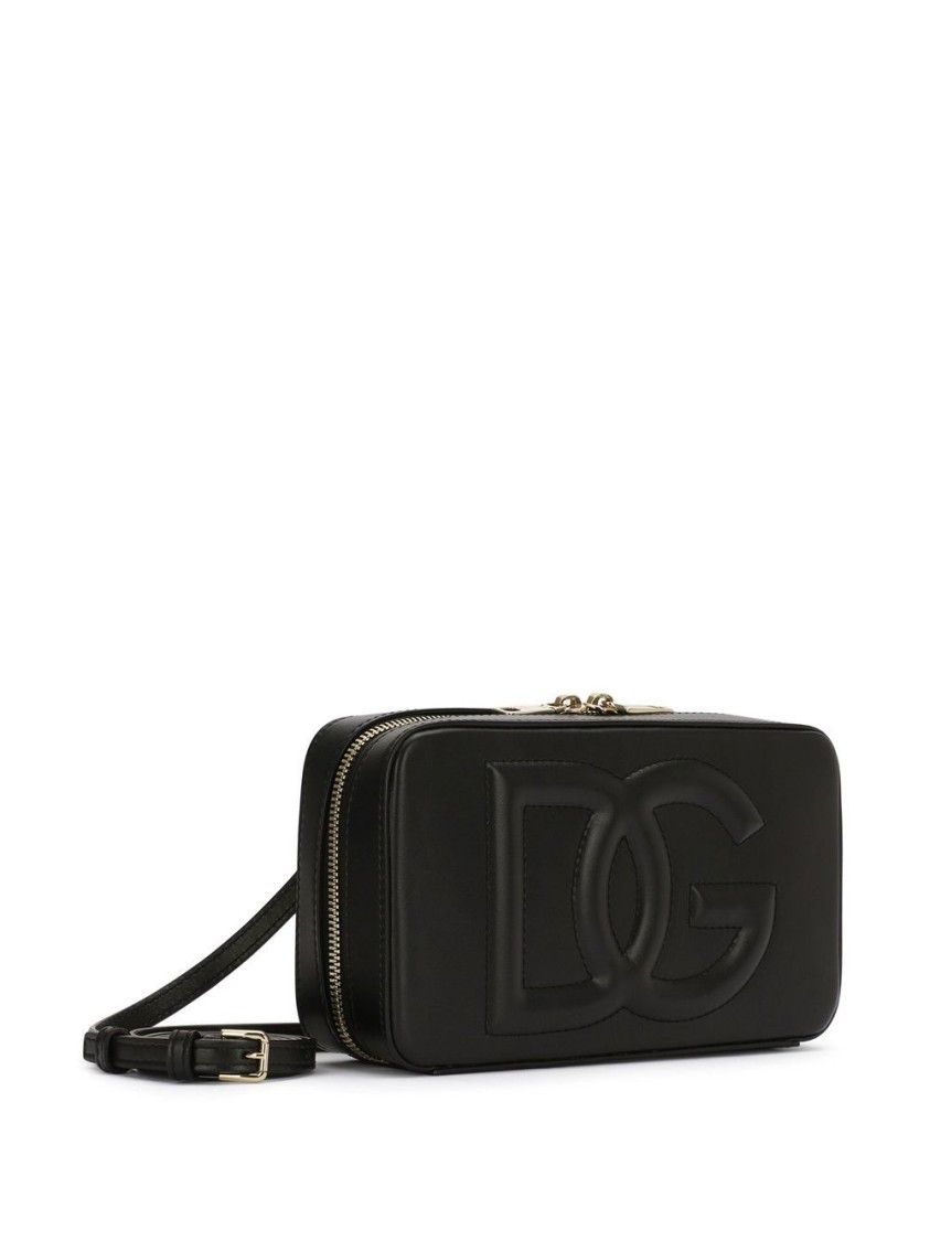 Dolce & Gabbana Embossed-logo Cross-body Bag In Black