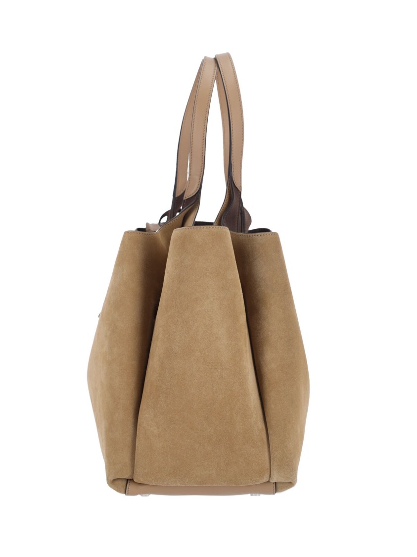 Tod's Medium Suede Tote Bag With Removable Charm In Neutral