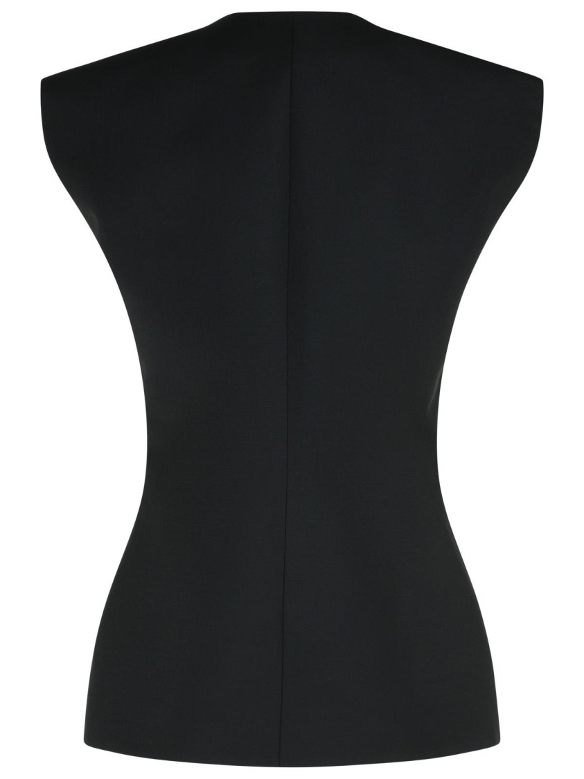 Rohe Róhe Sleeveless Blouse In Black Virgin Wool Blend