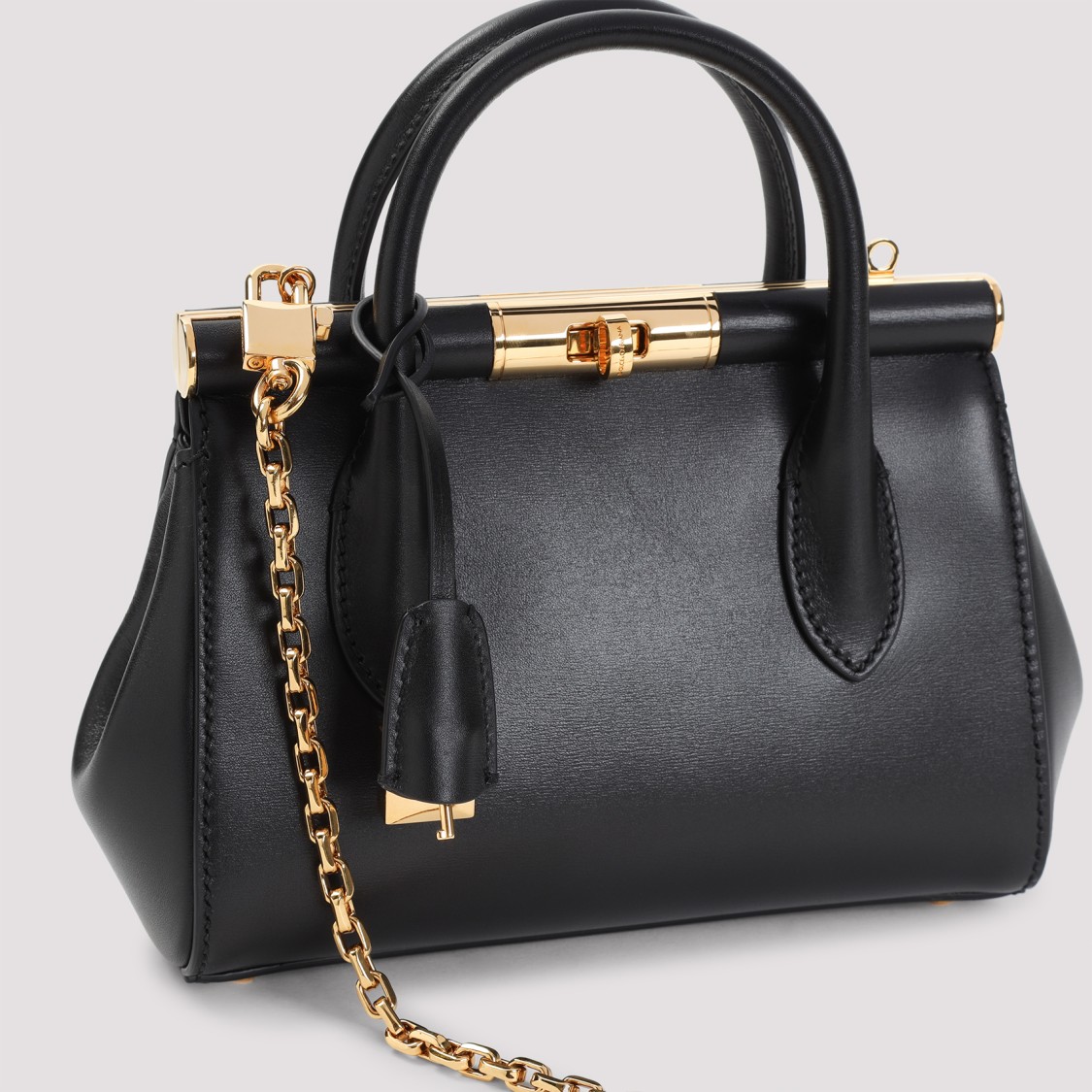Dolce & Gabbana Structured Leather Handbag In Black