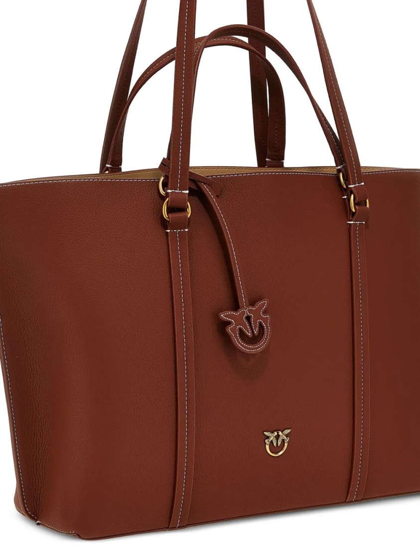 Pinko Large Love-birds Tote Bag In Red