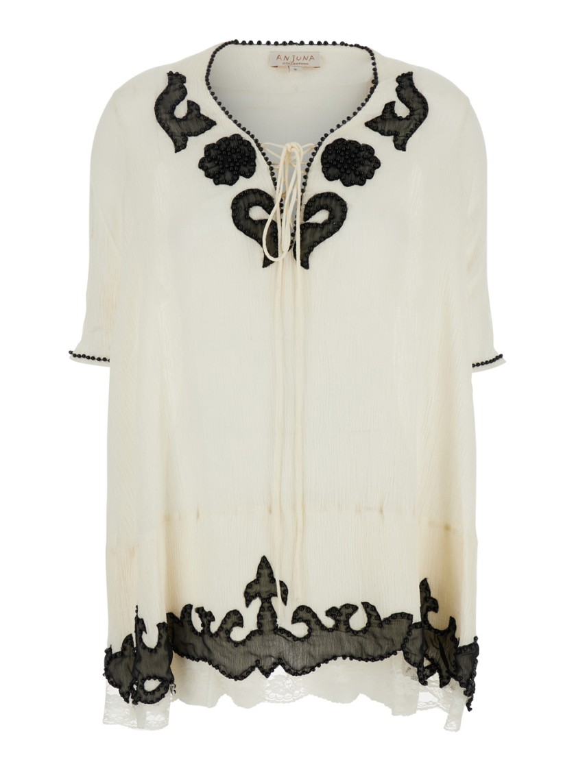 Shop Anjuna Lalla' White Dress With Contrasting Details