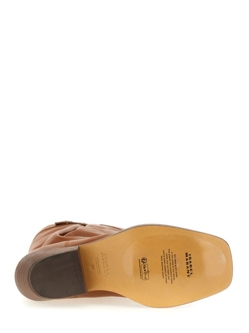 Isabel Marant Ademe Havana Leather Biker Boot Women In Brown