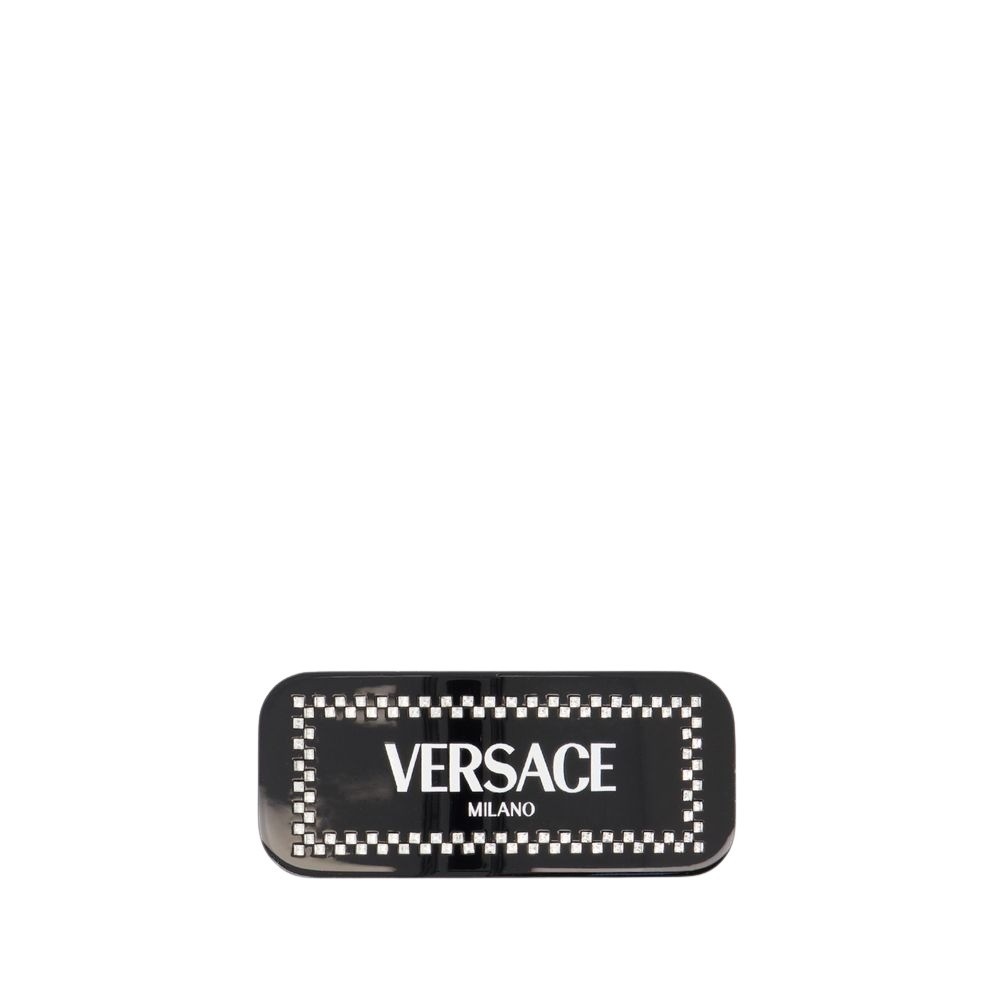 Versace Black Pvc Hair Clip With Sparkling Embellishments In Black