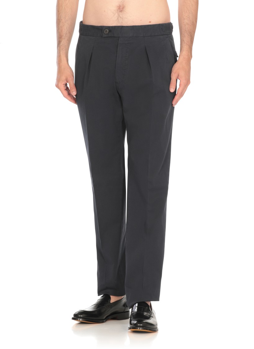 Incotex Blue Panama Cotton Pants In Blue