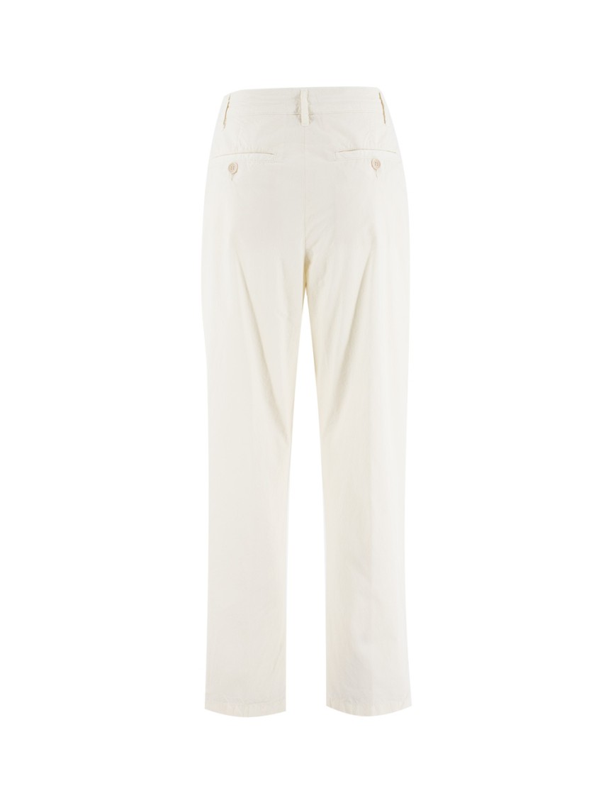 Aspesi Natural Cotton Poplin Trousers With Tailored Fit In Neutrals