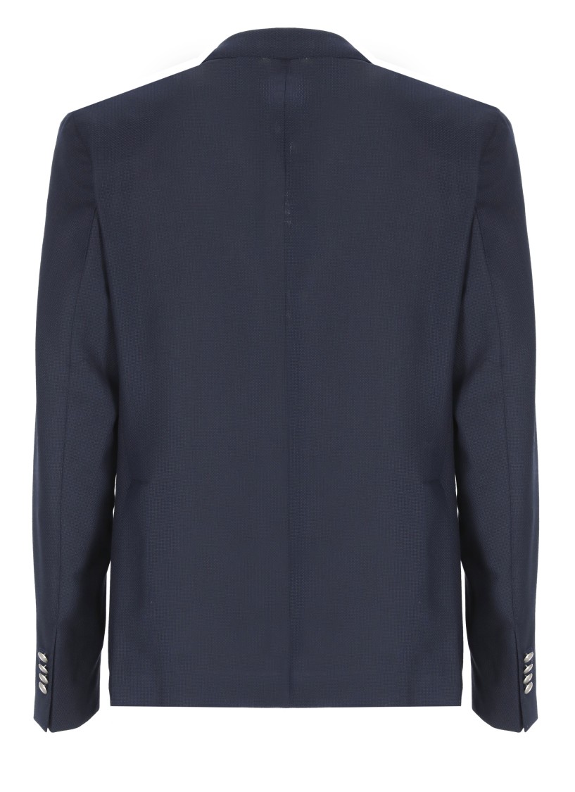 Shop Lubiam Blue Cotton And Wool Jacket In Black