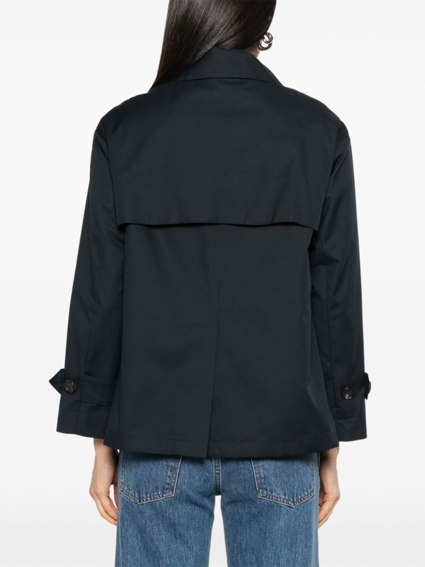 Max Mara Double-breasted Blue Parka With Cropped Silhouette In Blue