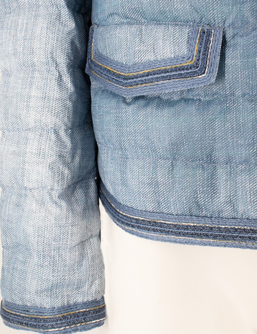 Ermanno Scervino Long Sleeve Quilted Downcoat With Denim Look