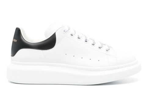 Alexander Mcqueen Minimalist White Leather Sneakers With Contrasting Heel Tab In White