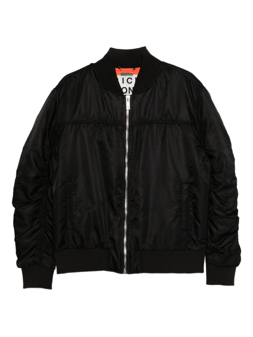 Richmond Black Bomber Jacket With Structured Fit