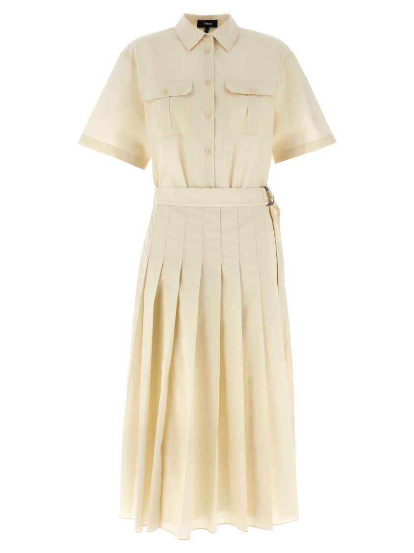 Theory Shirt-style Maxi Wrap Dress With Pleated Skirt