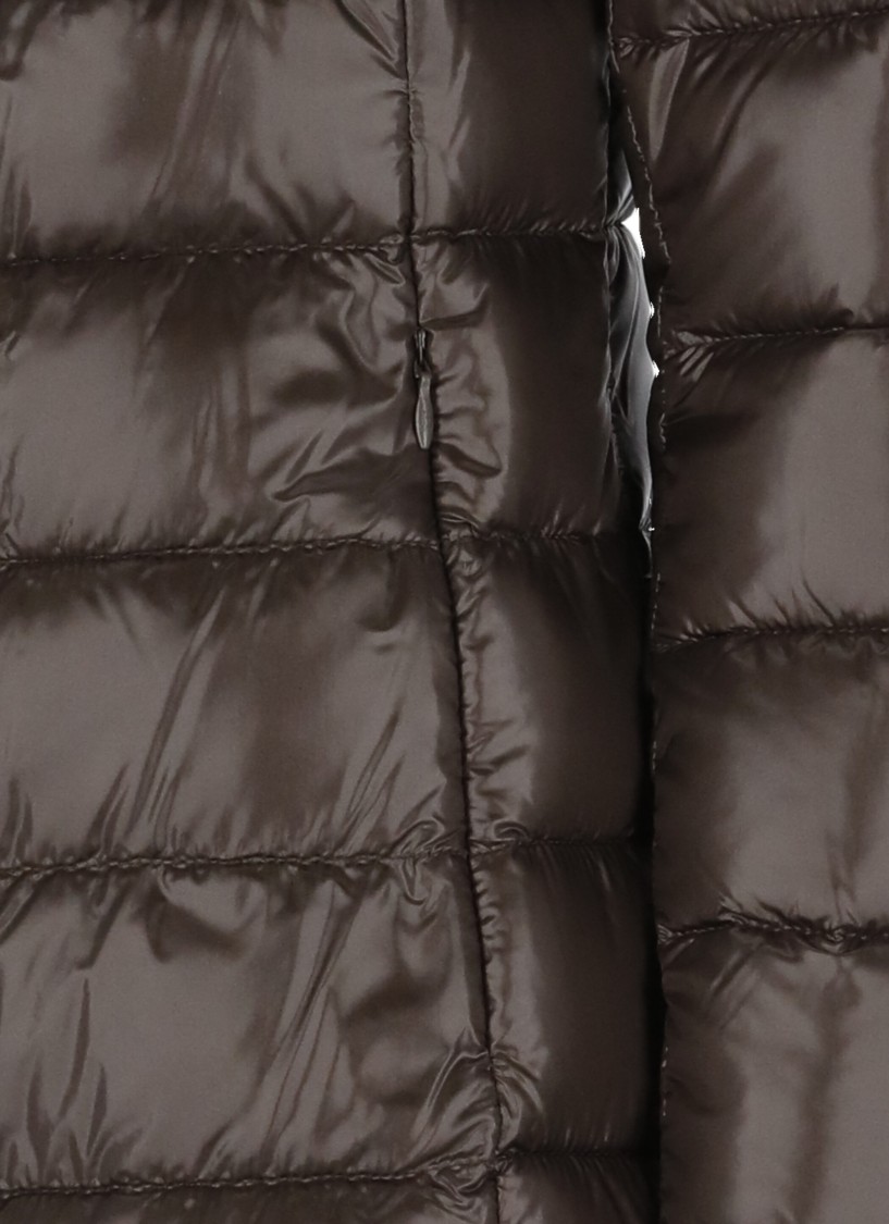 Herno Long Black Hooded Coat In Nylon Woman In Brown