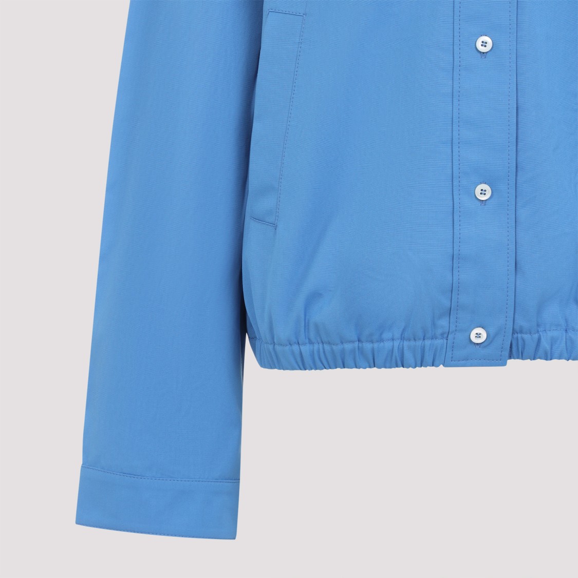 Shop Miu Miu Blue Cotton Jacket With Embroidered Logo