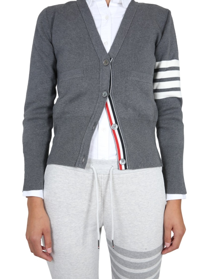 Thom Browne Women Cardigan Con Scollo A V In Gray