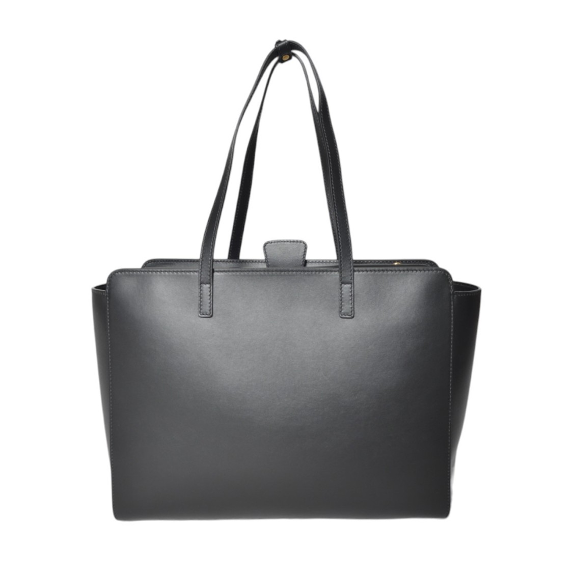 Hidesins Black Leather Flap Shopper Bag L Large In Black