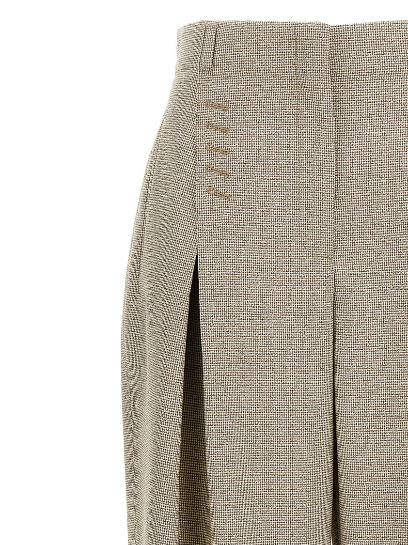Fendi Beige Micro Check Trousers In Gray