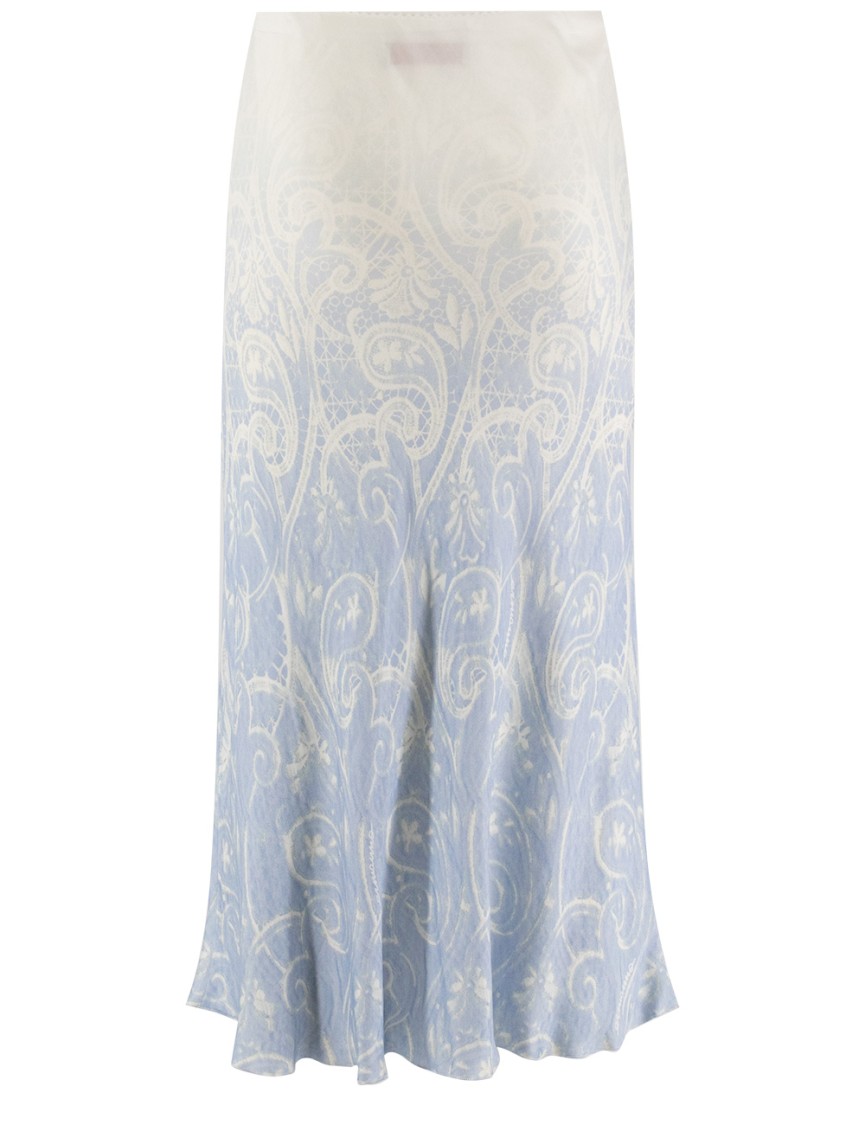 ERMANNO FIRENZE ERMANNO FIRENZE REFINED LONGUETTE SKIRT WITH INTRICATE LOGO PATTERN