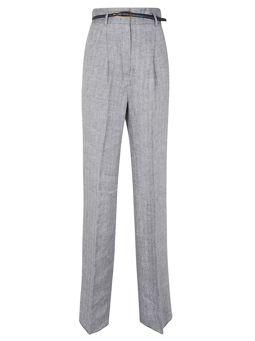 Max Mara Straight-leg Tailored Pants With Pleated Front In Gray