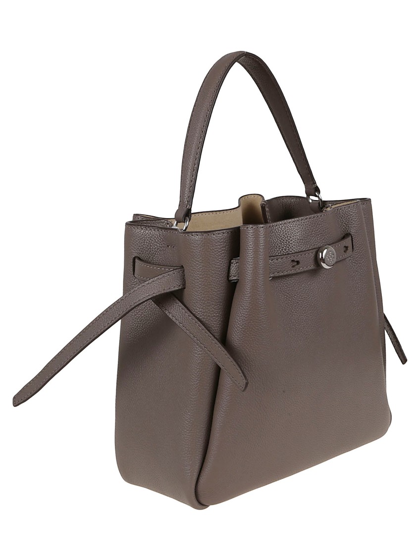 Tory Burch Romy Green Leather Structured Shopper Bag In Gray