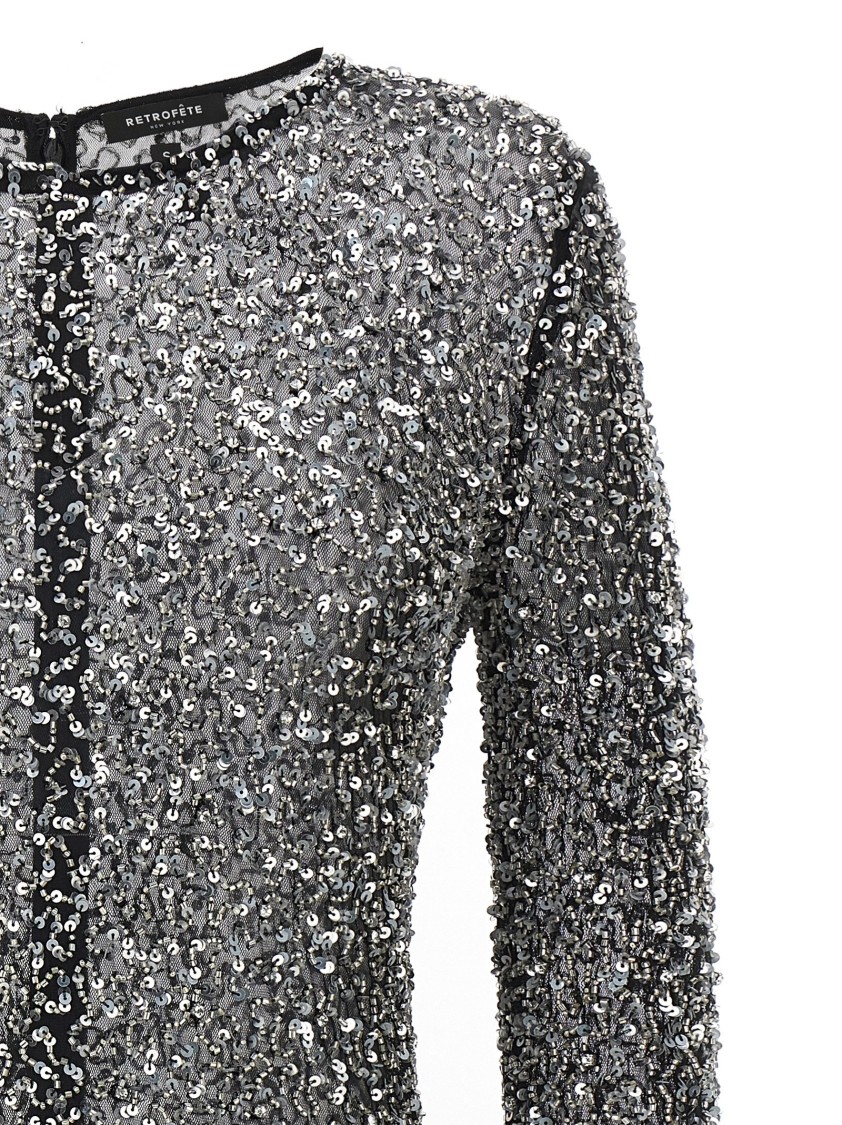 Retroféte Emani Embellished Tulle Mini Dress In Black