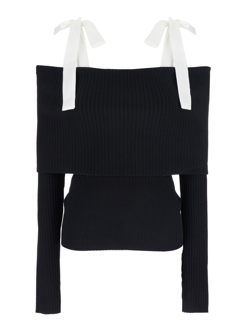Rotate Birger Christensen 'long-sleeved Off-should In Black