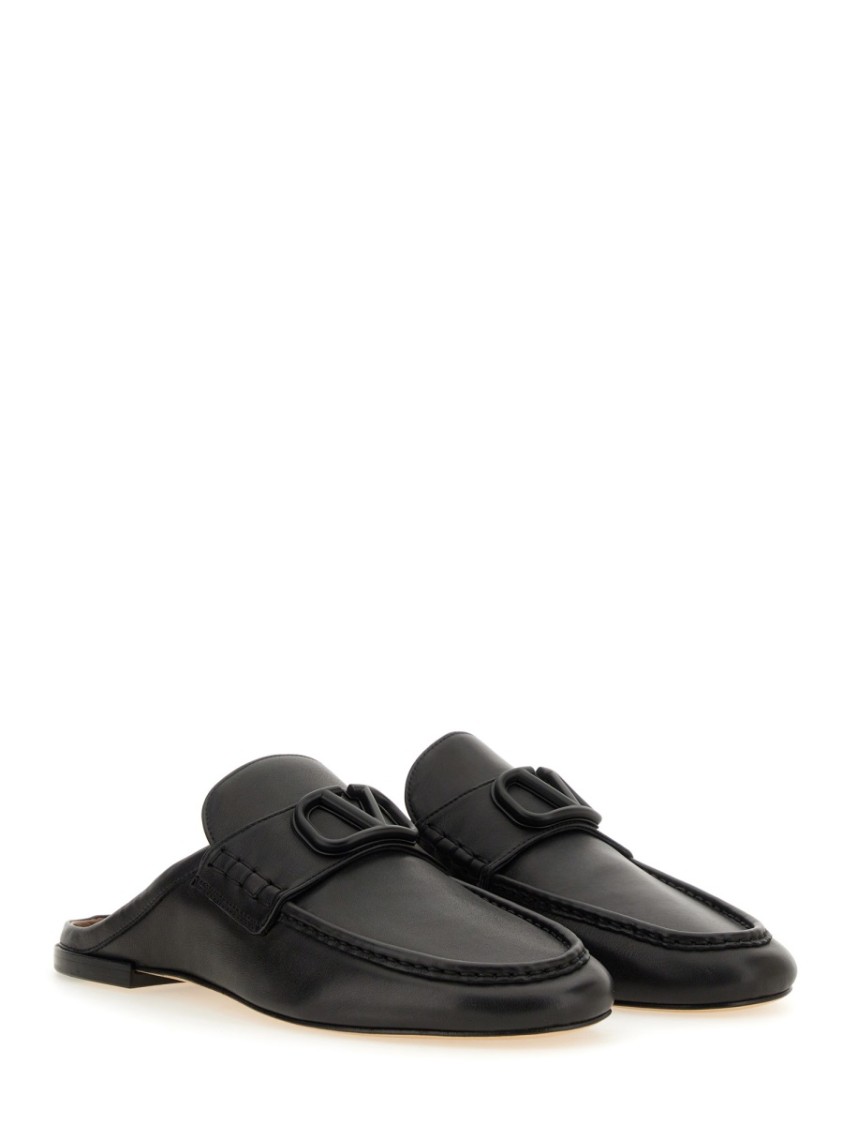 Valentino Vlogo Leather Slippers
