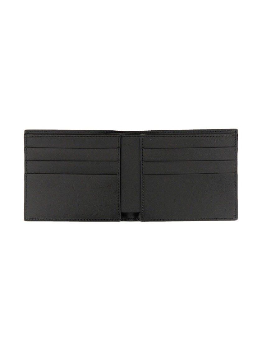 Dolce & Gabbana Small Zip-around Wallet In Calfskin With Raised Logo In Black