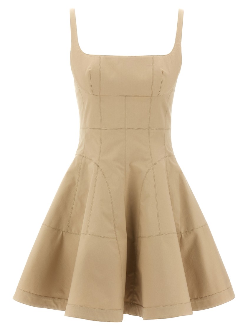 Giovanni Bedin Beige Pleated Dress In Brown